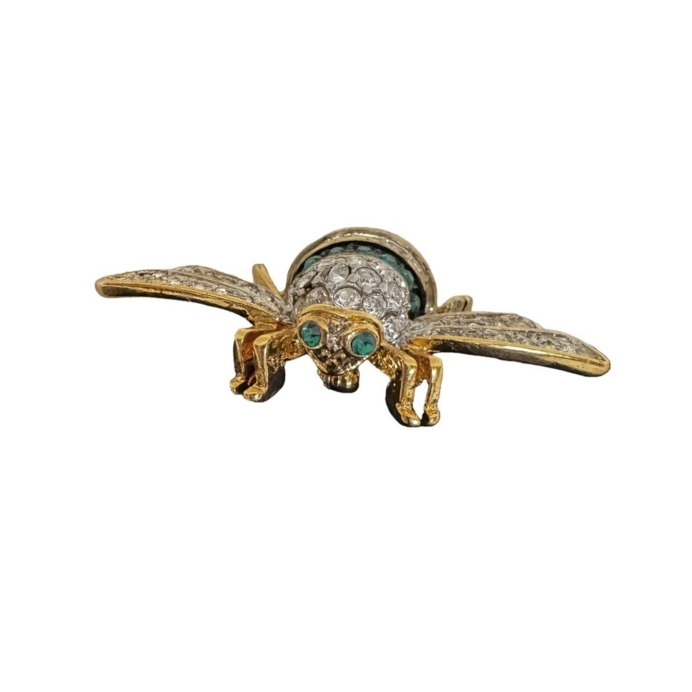 Joan Rivers Collection Gold Tone Clear and Green
Bee Brooch Pin Rhinestones NWOT